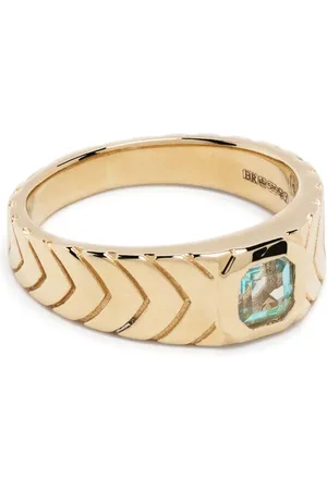 JACQUIE AICHE Anillo en oro amarillo de 14kt con aguamarina