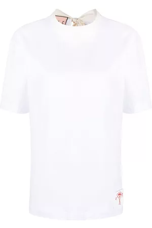 Plan C Mujer Playeras - Bow-detailed cotton T-shirt
