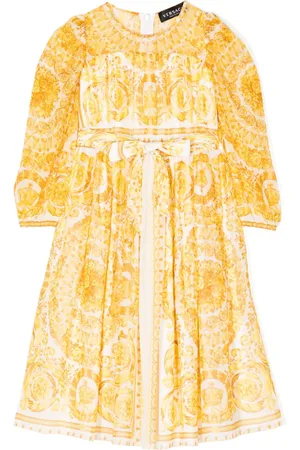 VERSACE Vestido con estampado Barroco y detalle de moño