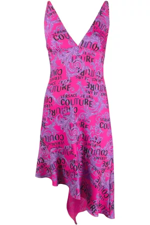 VERSACE Mujer Asimétricos - Logo Couture print asymmetric dress