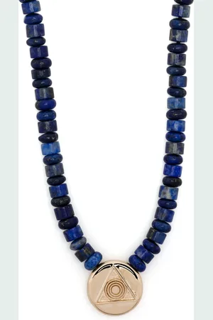 LUIS MORAIS Collar Shield en oro amarillo de 14kt con lapislázuli