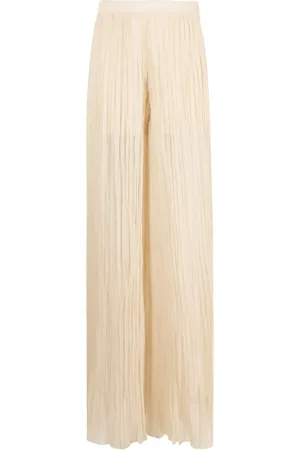 Alberta Ferretti Pantalones de seda semitransparentes con pinzas