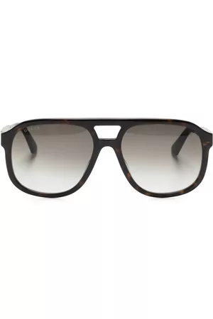 Gucci Lentes de sol - Lentes con armazón estilo carey y placa del logo