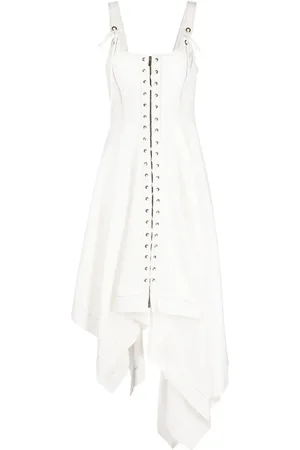 MONSE Vestido midi con diseño asimétrico y agujetas