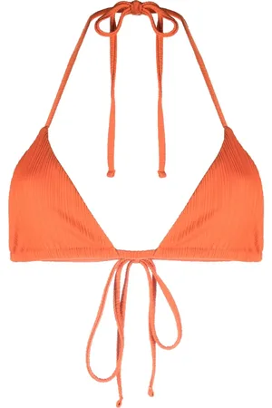 Frankies Bikinis Top de bikini con logo estampado