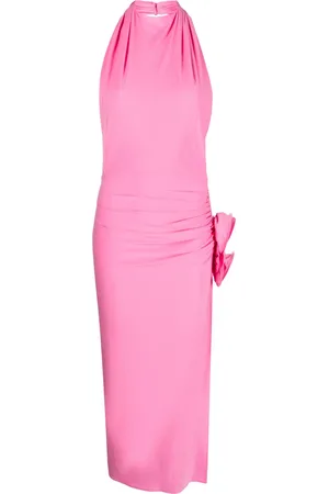 MAGDA BUTRYM Vestido midi fruncido con detalle flor