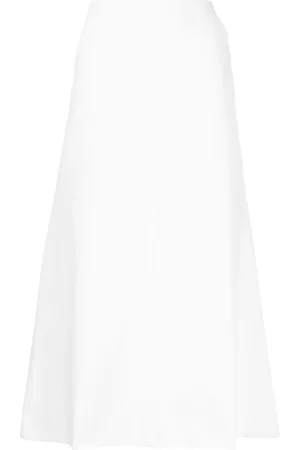 CHANEL Falda de mezclilla acampanada con logo CC