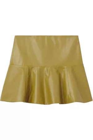 DEZIRO - Falda corta para mujer, diseño de hojas, color amarillo 1