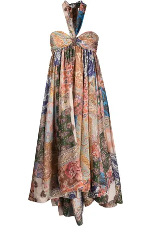 ZIMMERMANN Vestido Devi con cuello halter y estampado de cachemira