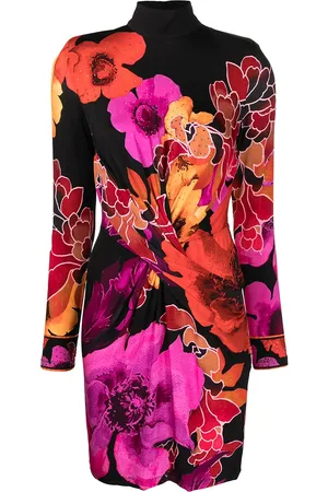 Camilla Vestido corto Midnight Poppy cruzado