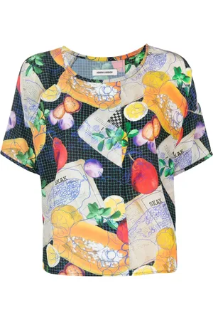 HENRIK VIBSKOV Playera de seda con estampado gráfico