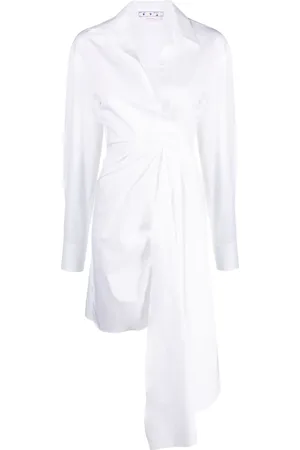 OFF-WHITE Vestido camisero asimétrico con diseño drapeado