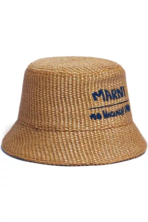 Marni Mujer Sombreros - Sombrero trenzado con logo bordado