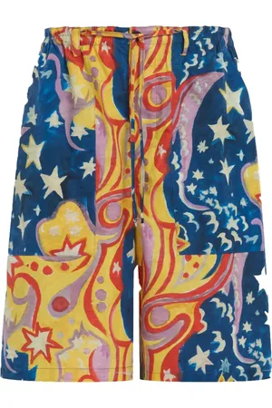 Marni Shorts con drop crotch y estampado gráfico