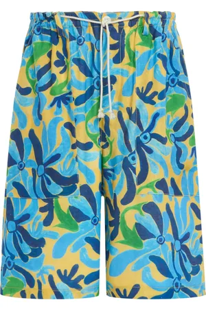Marni Shorts con drop crotch y estampado gráfico