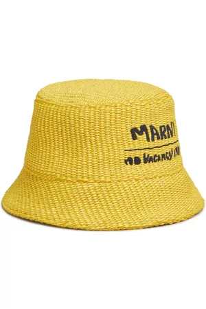 Marni Mujer Sombreros - Sombrero de verano trenzado con logo bordado