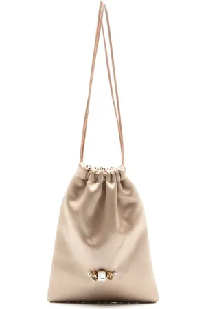 Gloria Coelho Cartera mini metalizada con cordones