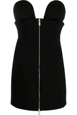 OFF-WHITE Vestido corto estilo strapless con cierre