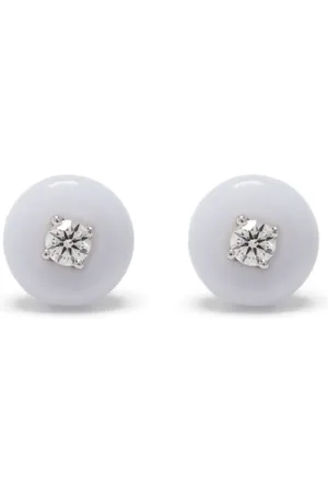 Fernando Jorge Aretes Orbit en oro blanco de 18kt con diamantes y calcedonia
