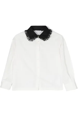 MONNALISA Camisa corta con cuello de tul