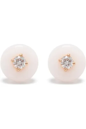 Fernando Jorge Aretes Orbit en oro rosa de 18kt con diamantes y ópalo rosa