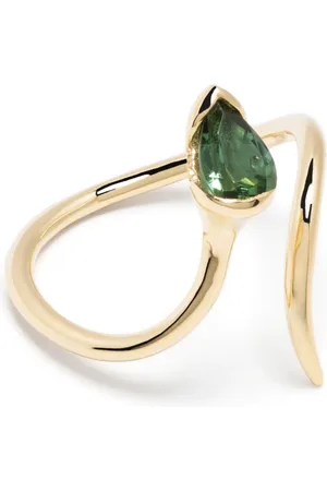 Fernando Jorge Anillo Sprout Open en oro amarillo de 18kt con diamantes y turmalina