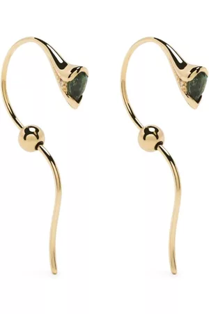 Fernando Jorge Aretes Sprout en oro amarillo de 18kt con diamantes y turmalina