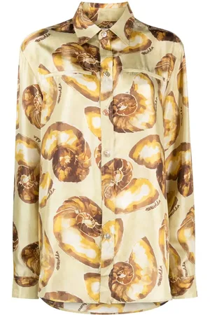 Nanushka Camisa de seda con conchas de mar estampadas