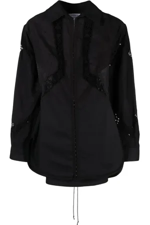 Marine Serre Vestido camisero con detalle de encaje