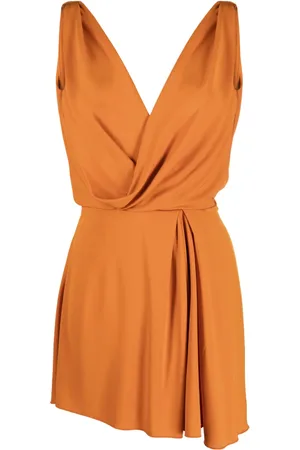 Alberta Ferretti Vestido drapeado con cuello en V