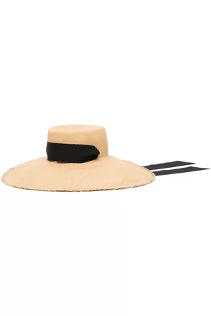SENSI STUDIO Mujer Sombreros - Frayed-brim straw cordovan hat