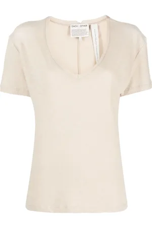 Each x Other Playera con efecto melange y cuello en V