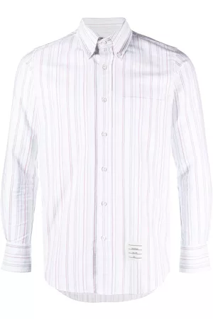Thom Browne University-stripe long-sleeve shirt