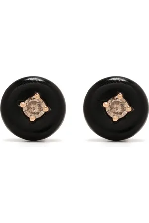 Fernando Jorge Aretes Orbit Medium en oro rosa de 18kt con diamante y cuerno