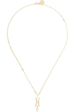 Simone Rocha Collar con dije de letra M y perla