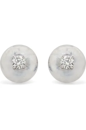 Fernando Jorge Aretes Orbit en oro blanco de 18kt con diamantes y piedra de luna