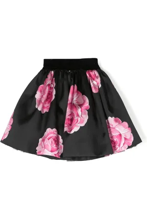 MONNALISA Falda satinada con rosas estampadas