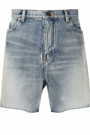 Saint Laurent Shorts de mezclilla con dobladillo sin rematar