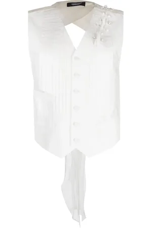 UNDERCOVER Top con detalles de cristal y cuello en V