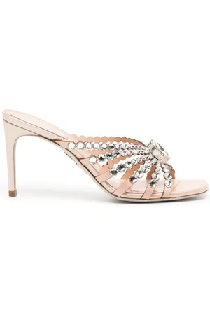 RENE CAOVILLA Mules con detalles de cristal y tacón de 90mm