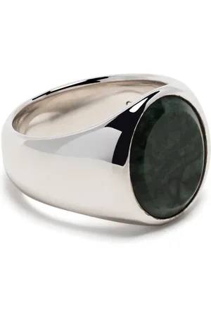 TOM WOOD Anillo de sello en plato de ley con mármol