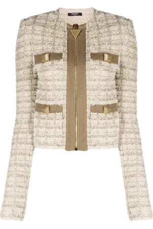 Balmain Chamarra de tweed con cierre