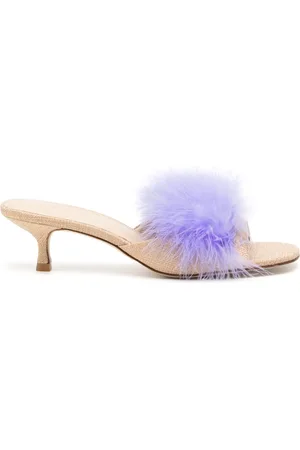 Larroude Mules con detalles de plumas y tacón de 60mm