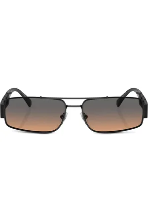 VERSACE Lentes de sol con armazón rectangular y placa del logo