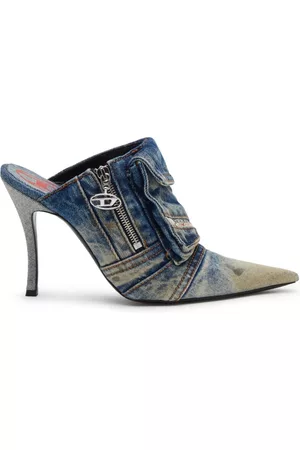 Diesel Mules de mezclilla D-venus Pocket con tacón de 100mm