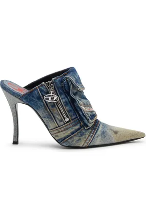 Diesel Mules de mezclilla D-venus Pocket con tacón de 100mm