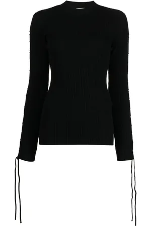 OFF-WHITE Top de canalé con detalle de encaje