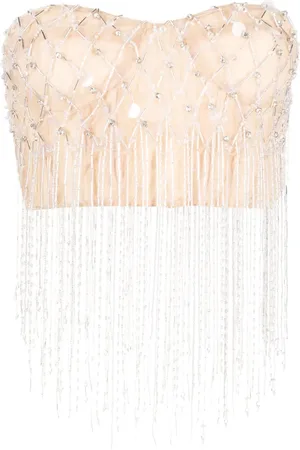 Des Phemmes Top corto con detalles de cristal