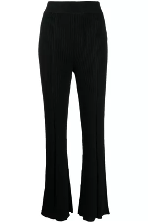 B+AB Pantalones tejidos de canalé acampanados