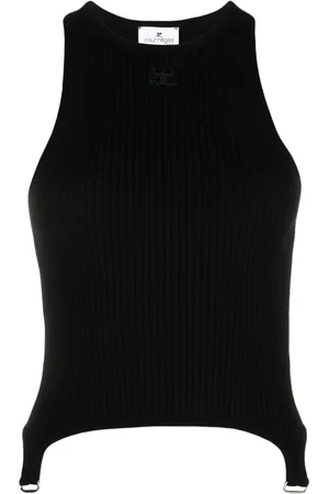 Courrèges Top tejido sin mangas con parche del logo